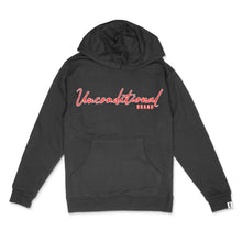 Load image into Gallery viewer, Black Unisex Cursive Hoodie (Red/White)
